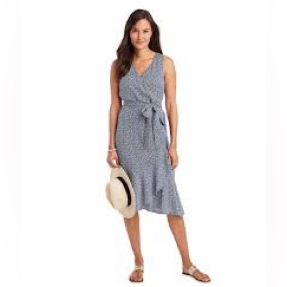 Vineyard Vines Midi Navy Dot Wrap Dress - Picture 1 of 6
